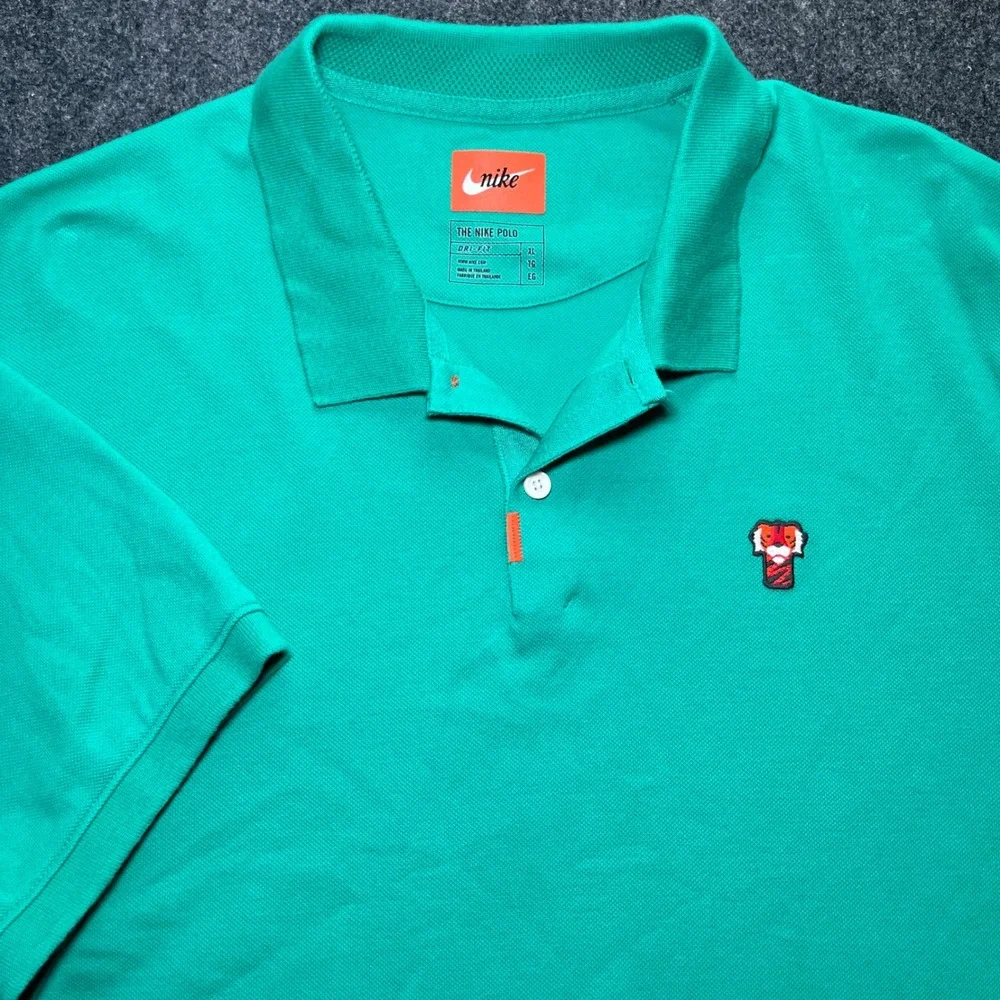 Nike Polo Shirt Mens XL Green Tiger Woods Frank Logo Dri-FIT Pique